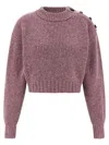 Chloé Cropped Mock-neck Sweater In A Merino Wool Knit In Purple