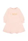 Chloé Pink Dress For Baby Girl With Logo In Pink