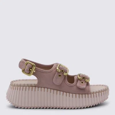 Chloé Pink Leather Nama Sandals In Multi