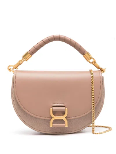 Chloé Marcie Flap Leather Tote Bag In Pink