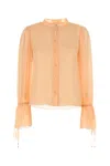 Chloé Sheer Fabric Blouse Drawstring Cuffs In Claypink
