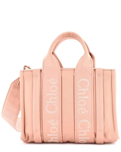 Pre-owned Chloé Pink Nylon Woody Convertible Tote Small (authentic Pre-loved)