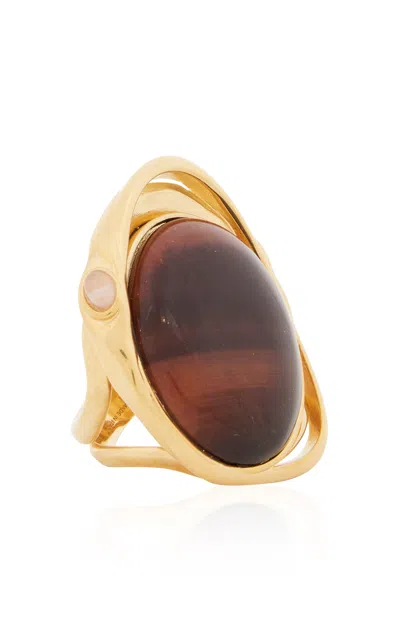 Chloé Pink Quartz And Red Tiger Eye Cocktail Ring In Red