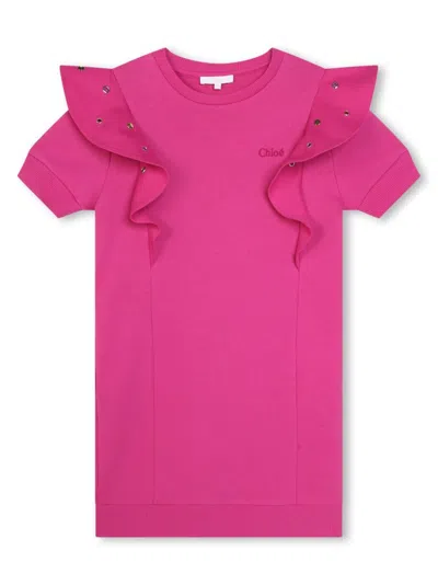 CHLOÉ PINK RUFFLED COTTON DRESS