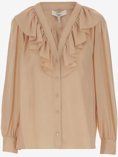 Chloé Pink Satin Top In Brown
