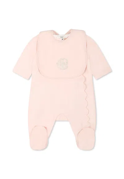 Chloé Pink Set For Baby Girl With Logo