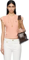 Chloé Cap-sleeved Wool Knit Top In 81o Pinky Orange