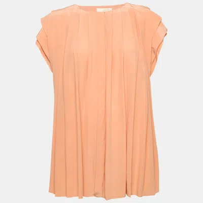 Pre-owned Chloé Pink Silk Pleated Top M