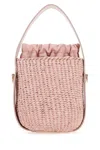 Chloé Suede Bucket Bag Featuring Ruffled Accents In Pink