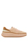 Chloé Low Top Sneakers Featuring Contrast Stitching And Textured Sole In Pink