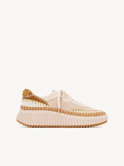 Chloé Pink Suede Nama Sneakers In Neutral