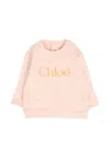 Chloé Pink Sweatshirt For Baby Girl With Logo In Pink