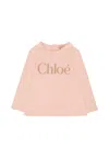 Chloé Pink T-shirt For Baby Girl With Logo In Pink