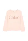 Chloé Pink T-shirt For Girl With Logo In Pink