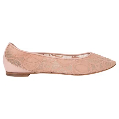 Pre-owned Chloé Chloe Pink Tea 2020 Lauren Lace Ballet Flats Shoes 37