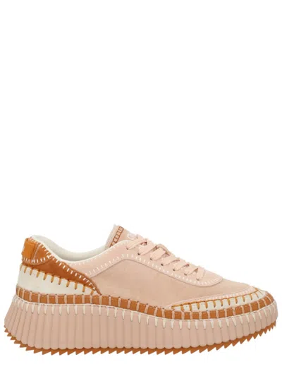 Chloé Pink Textured Nama Sneakers