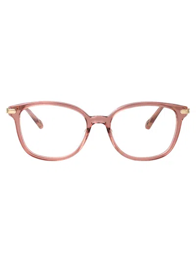 Chloé Pink-gold-transparent Acetate Glasses In White