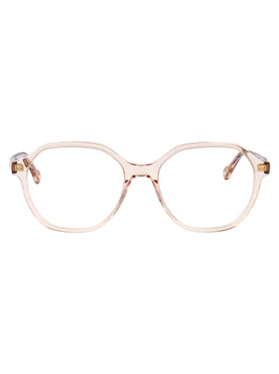 Chloé Pink-pink-transparent Acetate Glasses In Brown