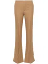 Chloé Pantaloni Con Orlo Asimmetrico In Lana Grain De Poudre In Brown