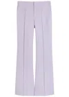 Chloé Chloe Pintuck Flared-leg Wool Trousers In Purple