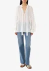 Chloé Blouse Tunique Manches Bouffantes Femme Blanc Taille 42 100% Laine Vierge In White