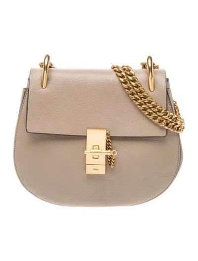 Pre-owned Chloé Piston Lock Drew Small In Gray