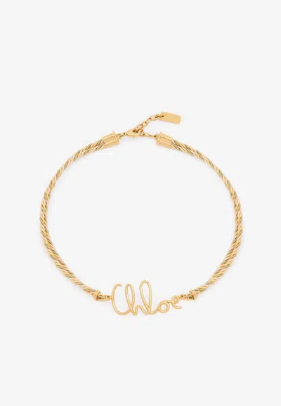 Chloé Plage Braided Necklace In Gold