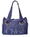 Chloé Womens Evening Blue Plage Medium Cotton Tote Bag In Blue