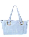 Chloé Plage Large Canvas Tote In Blue