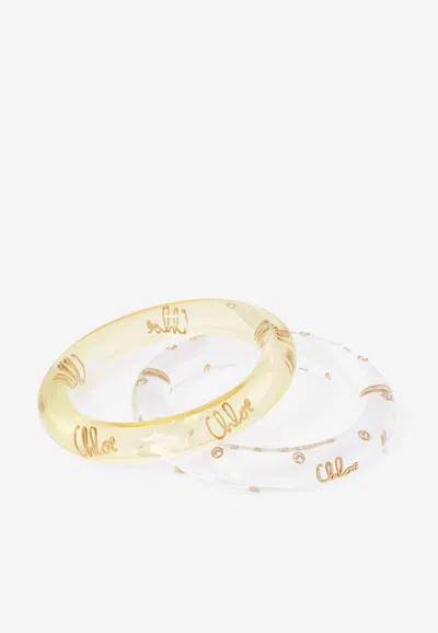 Chloé Plage Logo Bangles - Set Of 2 In Multi