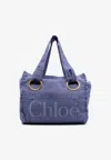 Chloé Beach Tote Bag Eyelets Oversized In Blue