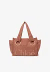 Chloé Oversized Eyelet Tote Bag With Front And Side Pockets In Pink