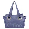 Chloé Womens Evening Blue Plage Medium Cotton Tote Bag