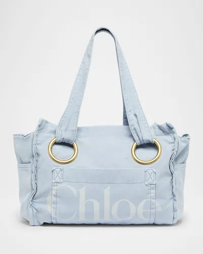 Chloé Plage Tote Bag In Washed Canvas