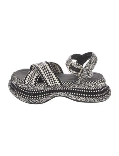 Pre-owned Chloé Plaid Print Braided Accents Slingback Sandals In Multi