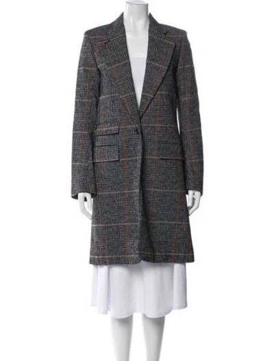 Pre-owned Chloé Plaid Print Coat In Gray
