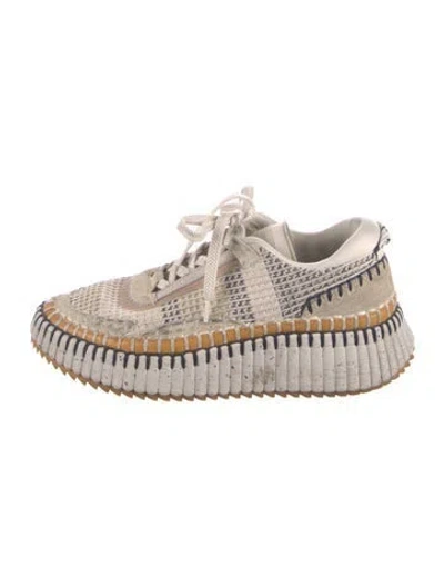 Pre-owned Chloé Plaid Print Espadrille Sneakers In Neutral
