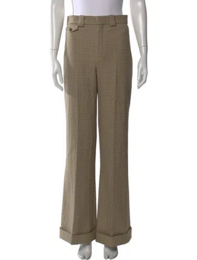 Pre-owned Chloé Plaid Print Flared Pants In Neutral