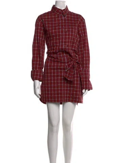 Pre-owned Chloé Plaid Print Mini Dress In Red