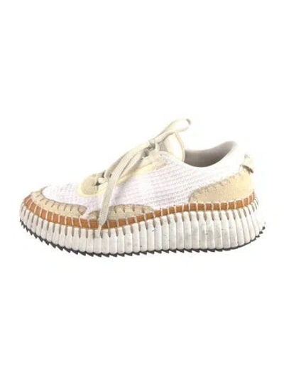 Pre-owned Chloé Plaid Print Sneakers In Neutral