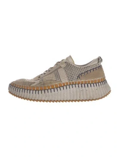 Pre-owned Chloé Plaid Print Sneakers In Neutral