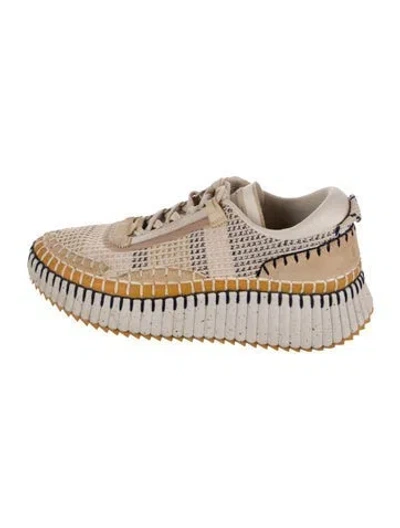 Pre-owned Chloé Plaid Print Sneakers In Neutral