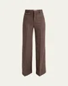 Chloé Chloe Checked Flared Wool Trousers In Brown