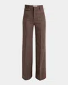 Chloé Chloe Checked Flared Wool Trousers In Brown