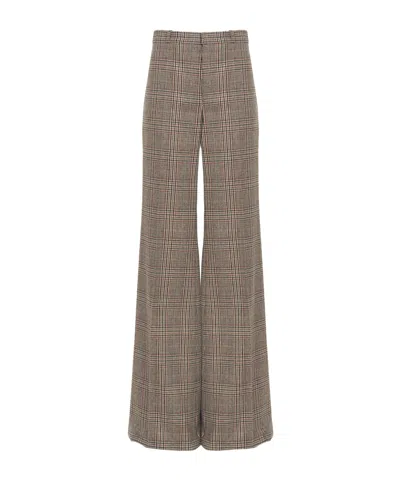 Chloé Plaid Wool Bell Bottoms In Green