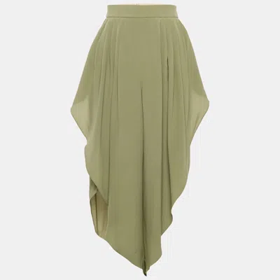Pre-owned Chloé Plant Green Silk Tulip Pants M