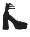 Chloé Loti Suede Platform Block-heel Pumps In Black