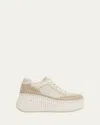 Chloé Platform Speckled Mix Leather Sneakers In Gold