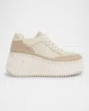 Chloé Platform Speckled Mix Leather Sneakers In Brown