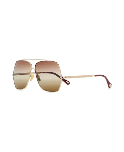 Chloé Platinum Metal Sunglasses In Multi